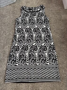 Talbots Black and White paisley Sleeveless Dress,  Mp , 18
